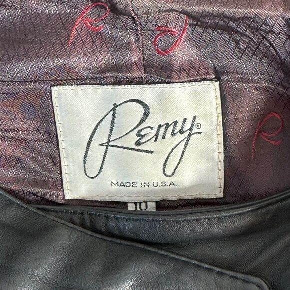 Remy Leather Vintage Black Lamb Leather Midi Diagonal Wrap Skirt Sz 10 - Picture 5 of 8